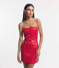 Vestido Curto em Pu Tomara que Caia com Recortes