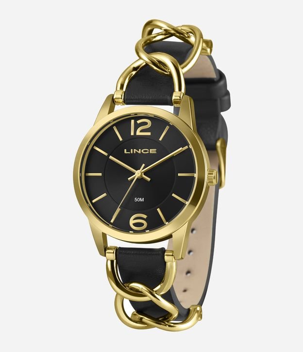 Relógio Lince Analógico com Pulseira em Couro e Caixa em Metal LRC4777L38 P2PX