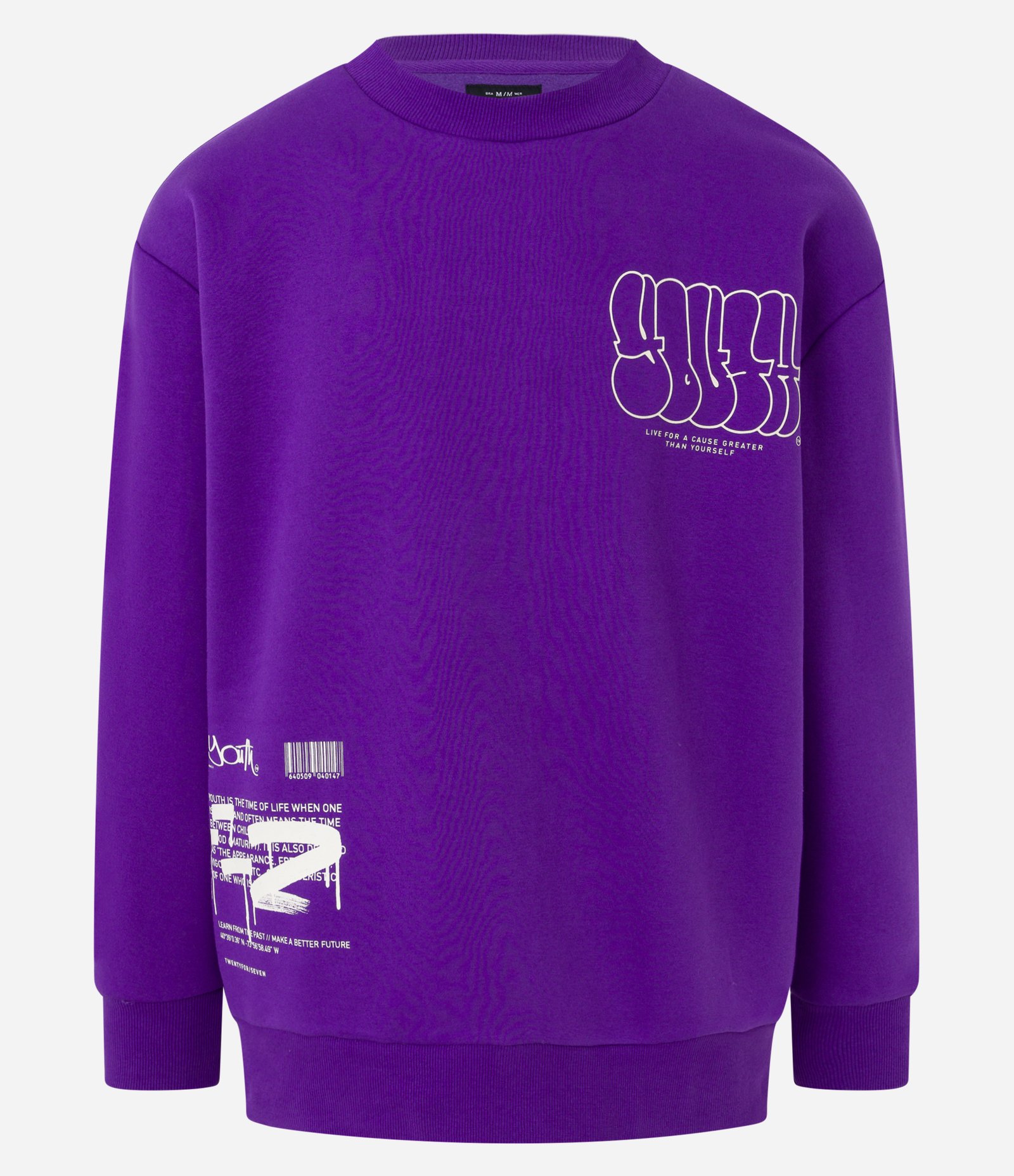 Blusão Relaxed Fechado em Moletom com Estampa Youth Roxo 5