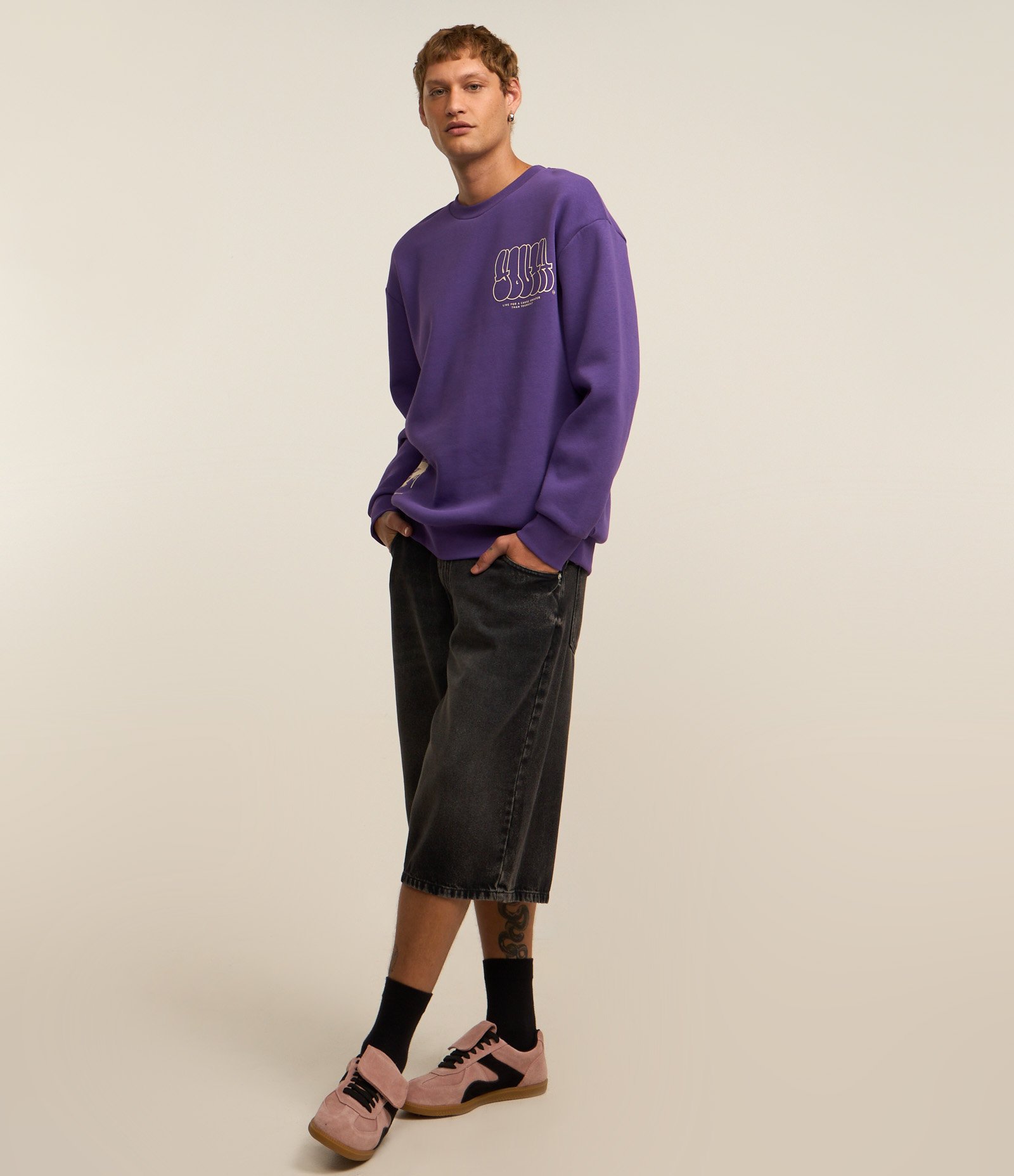 Blusão Relaxed Fechado em Moletom com Estampa Youth Roxo 2