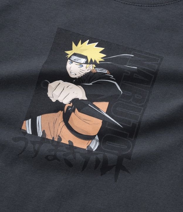 Camiseta Manga Longa Infantil com Estampa do Naruto - Tam 5 a 10 Cinza 4