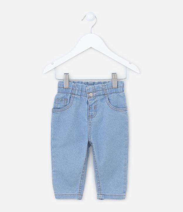 Calça Jeans Clochard Infantil com Corações Bordados - Tam 0 a 18 meses