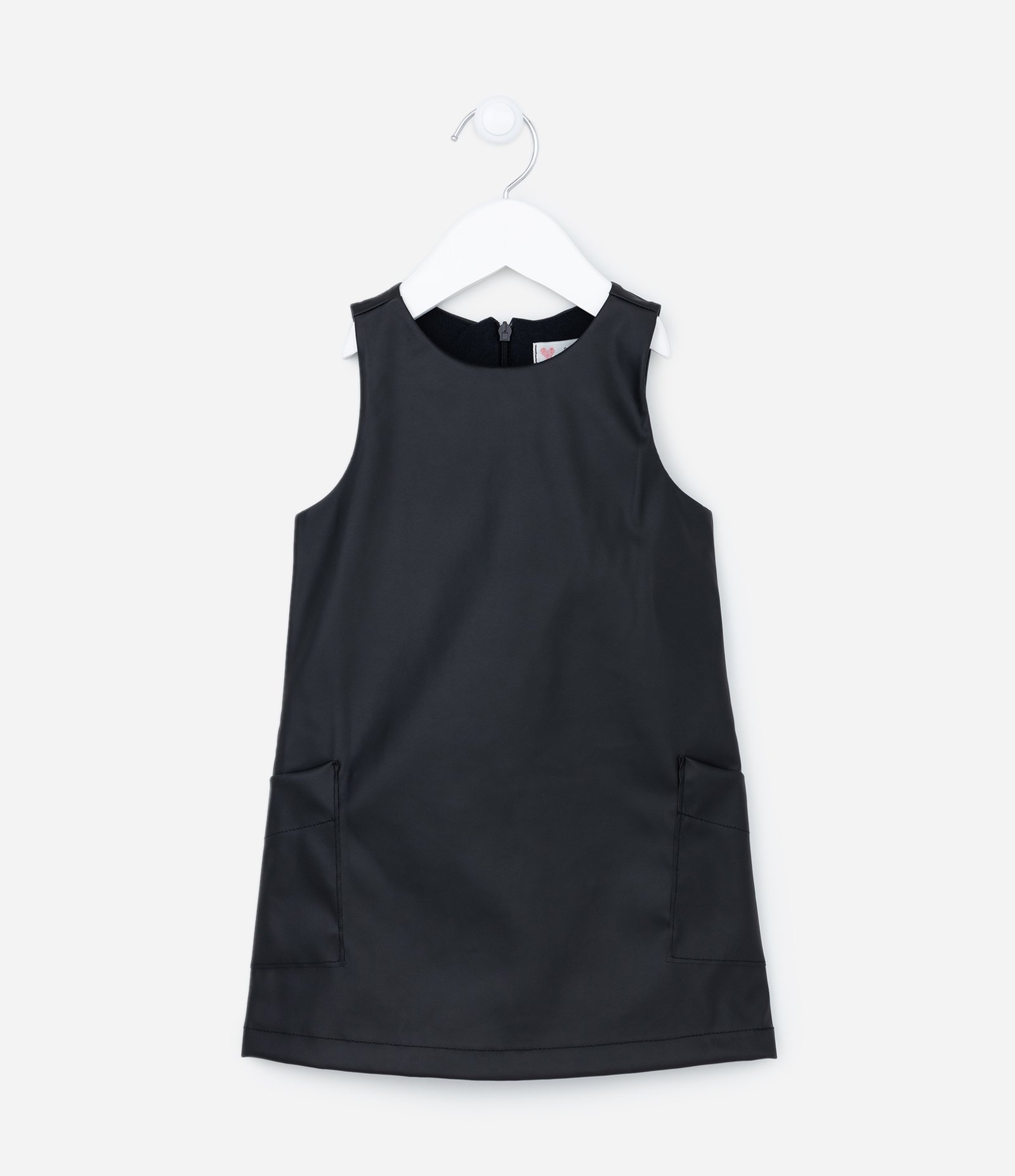 Vestido em PU Infantil com Bolsos Frontais - Tam 1 a 5 anos Preto 1