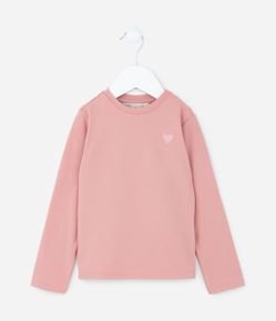 Blusa Térmica Infantil Quentinha com Bordado de Coração - Tam 1 a 5 Anos