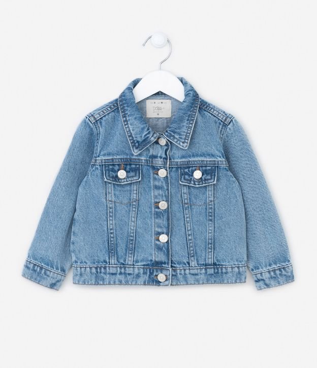 Jaqueta Jeans Infantil com Bordado de Coração nas Costas - Tam 1 a 5 anos
