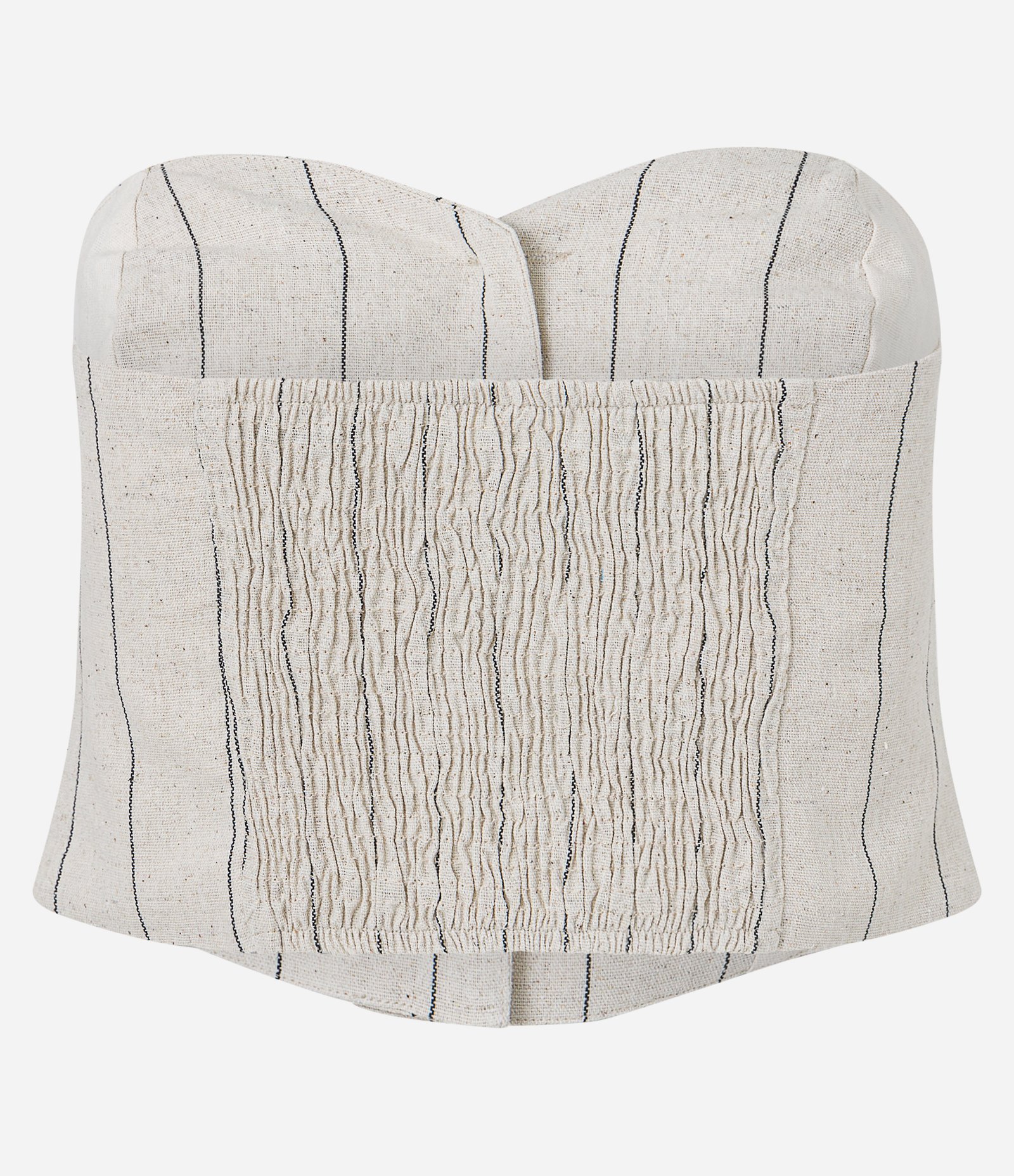 Blusa Tomara que Caia em Linho com Botões e Listras Bege 6