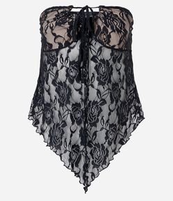 Blusa Tomara que Caia em Renda com Amarração Frontal