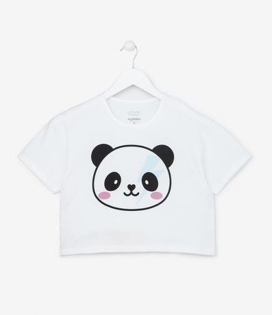 Menor preço em Camiseta Cropped Infantil com Estampa de Panda - Tam 5 a 14 anos