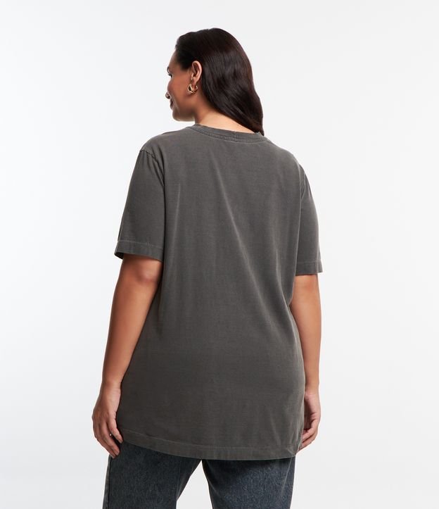 Camiseta Alongada em Algodão Estonado com Estampa Onça Glam Spirit Curve & Plus Size Cinza Estonado 3