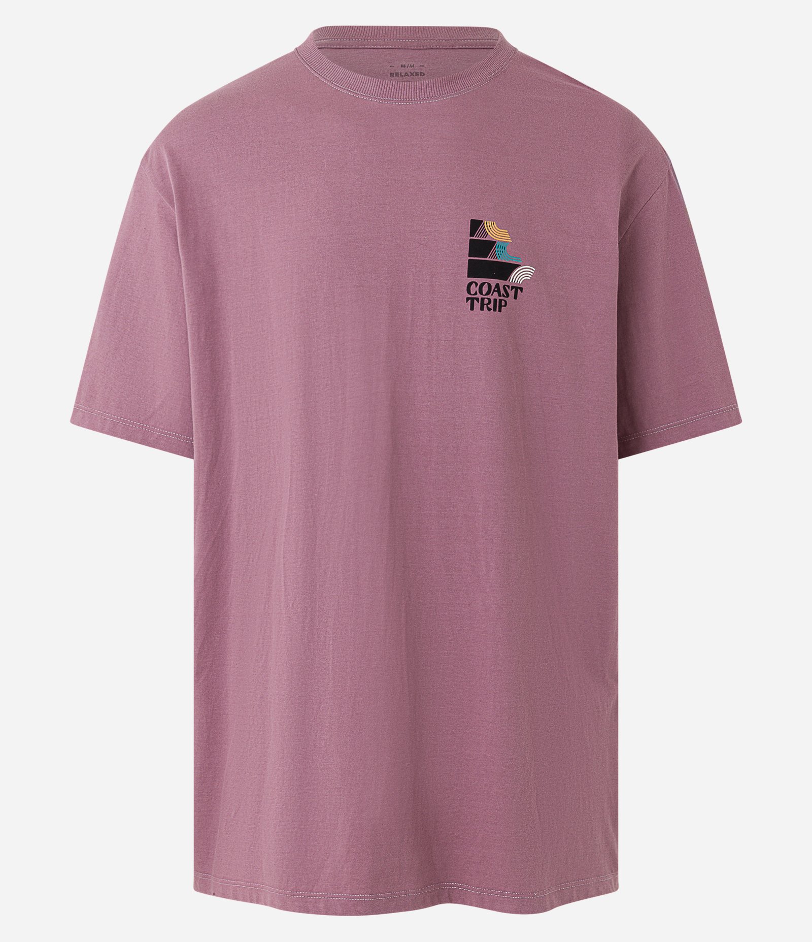 Camiseta Relaxed em Meia Malha com Estampa Frente e Costas Coast Trip Rosa 6
