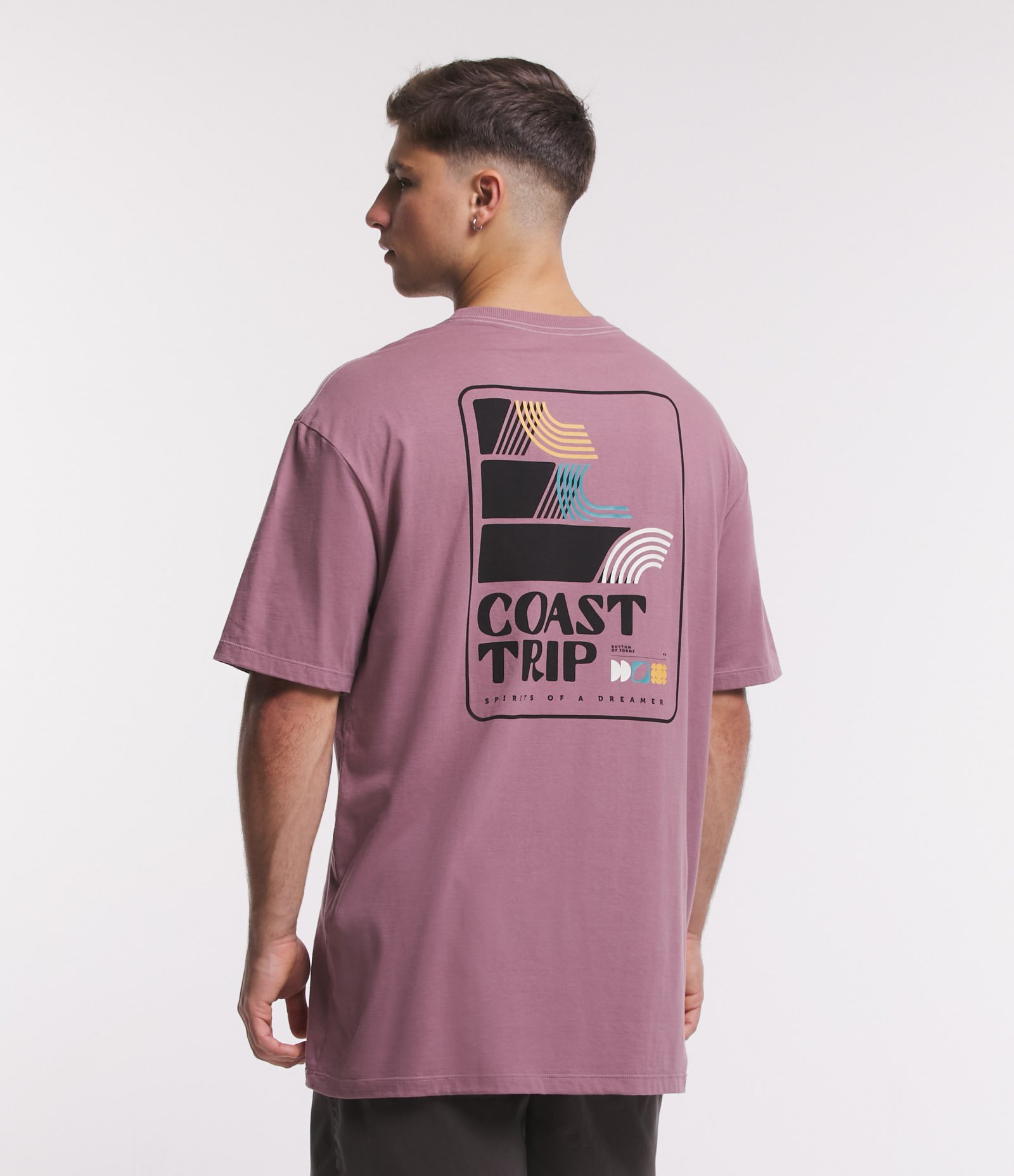 Camiseta Relaxed em Meia Malha com Estampa Frente e Costas Coast Trip Rosa 3