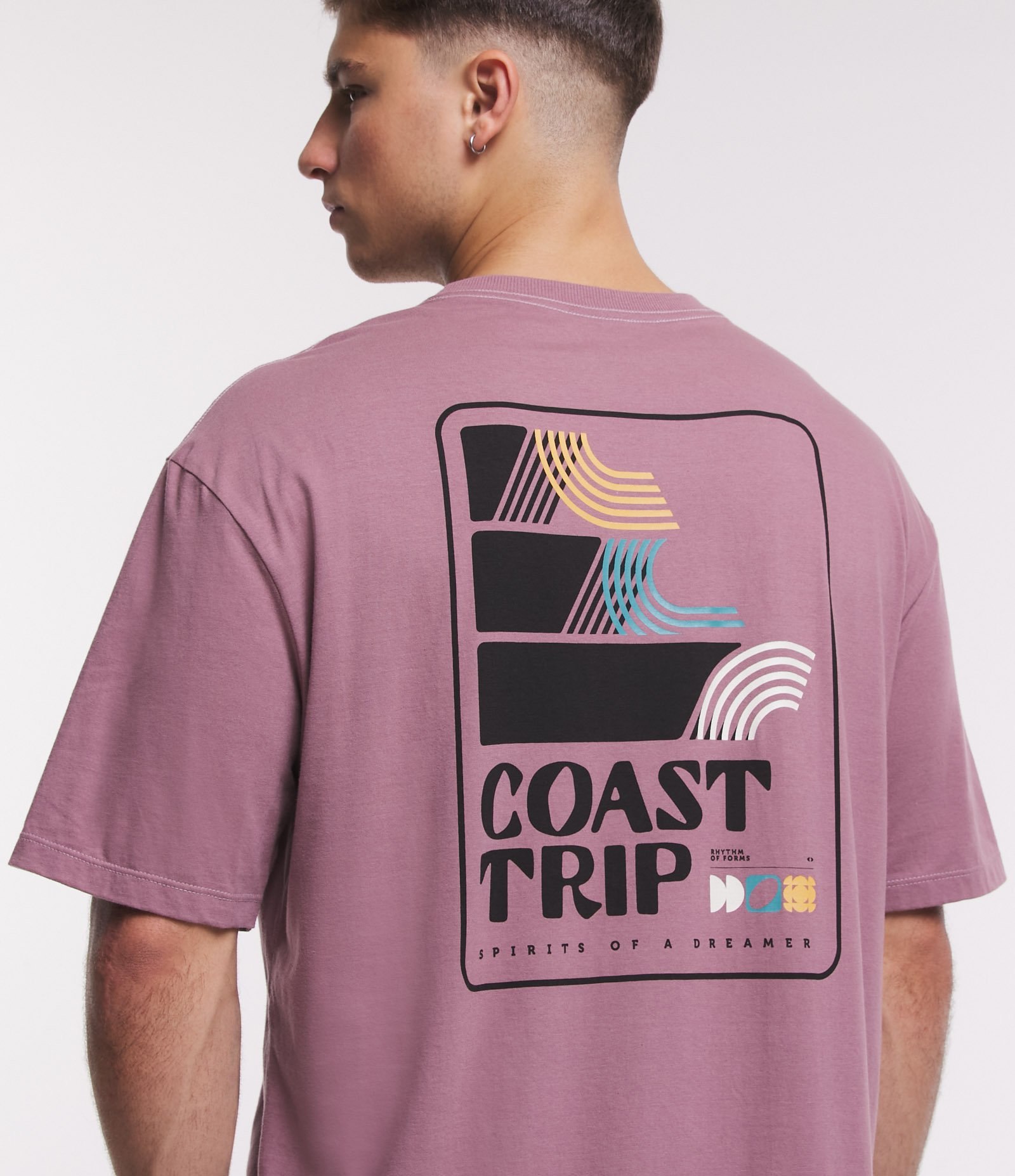 Camiseta Relaxed em Meia Malha com Estampa Frente e Costas Coast Trip Rosa 5