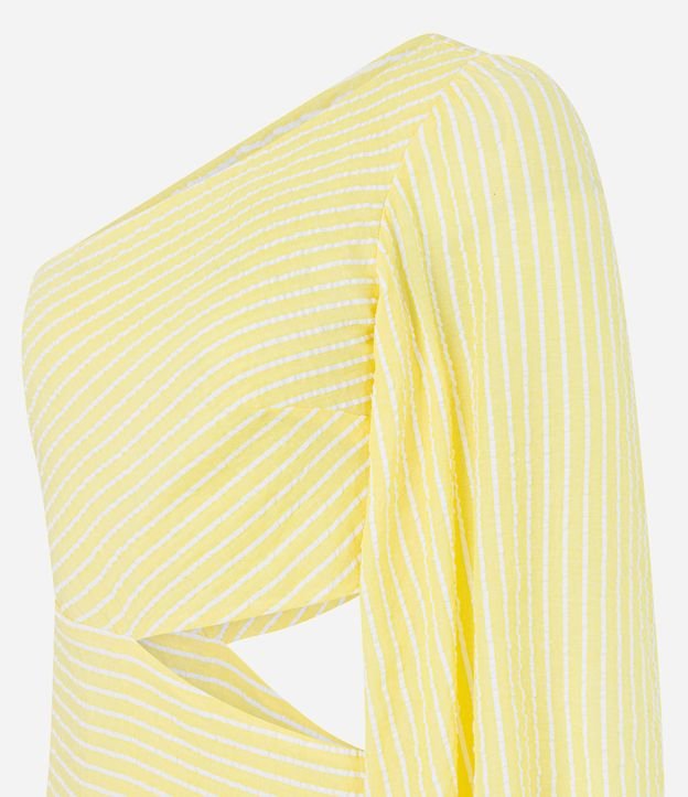 Vestido Midi em Viscose com Um Ombro Só Amarelo 6