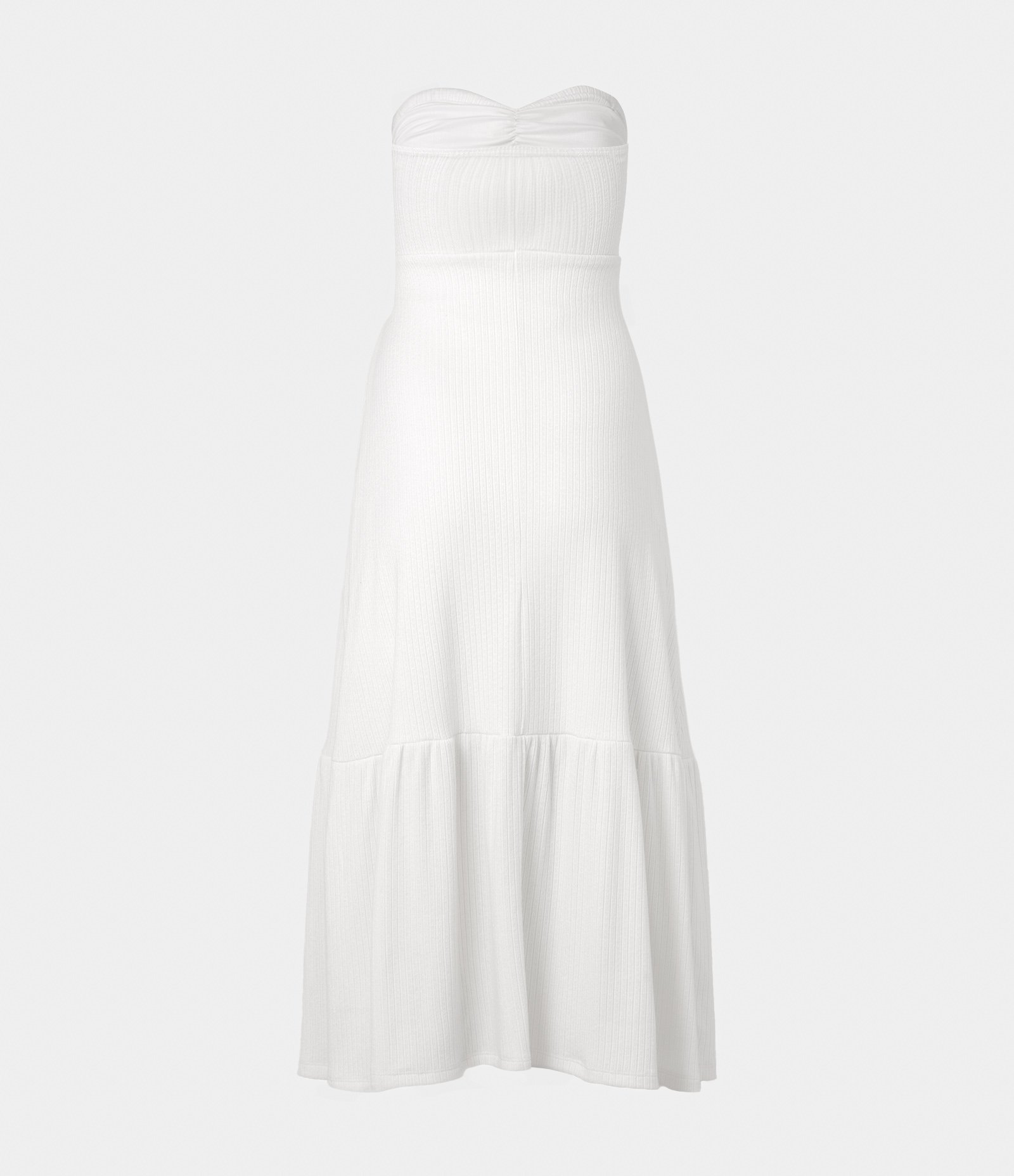 Vestido Midi Canelado com Aberturas Vazadas e Flores Aplicadas Branco 7