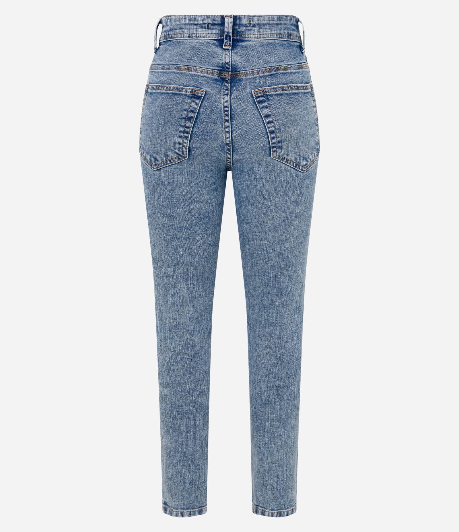 Calça Cigarrete em Jeans Marmorizada Azul 6