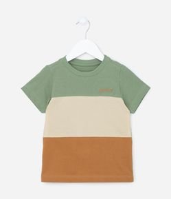Camiseta Manga Curta Infantil com Estampa Bloco de Cores - Tam 1 a 5 anos