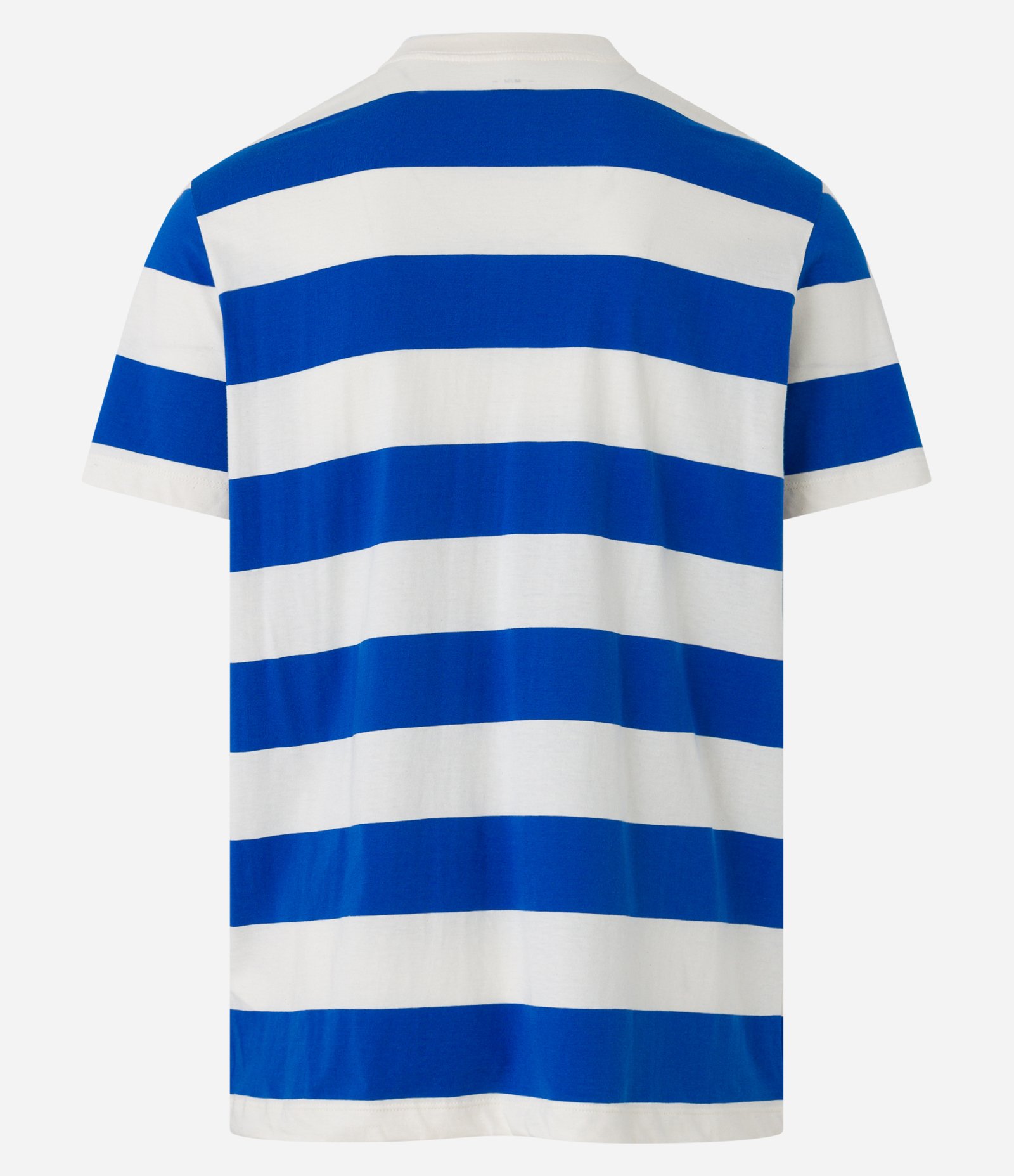 Camiseta Comfort em Meia Malha Listrada com Fio Tinto e Etiqueta Branco/Azul 6