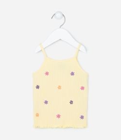 Camiseta Regata Infantil com Estampa de Florzinhas - Tam 1 a 5 anos