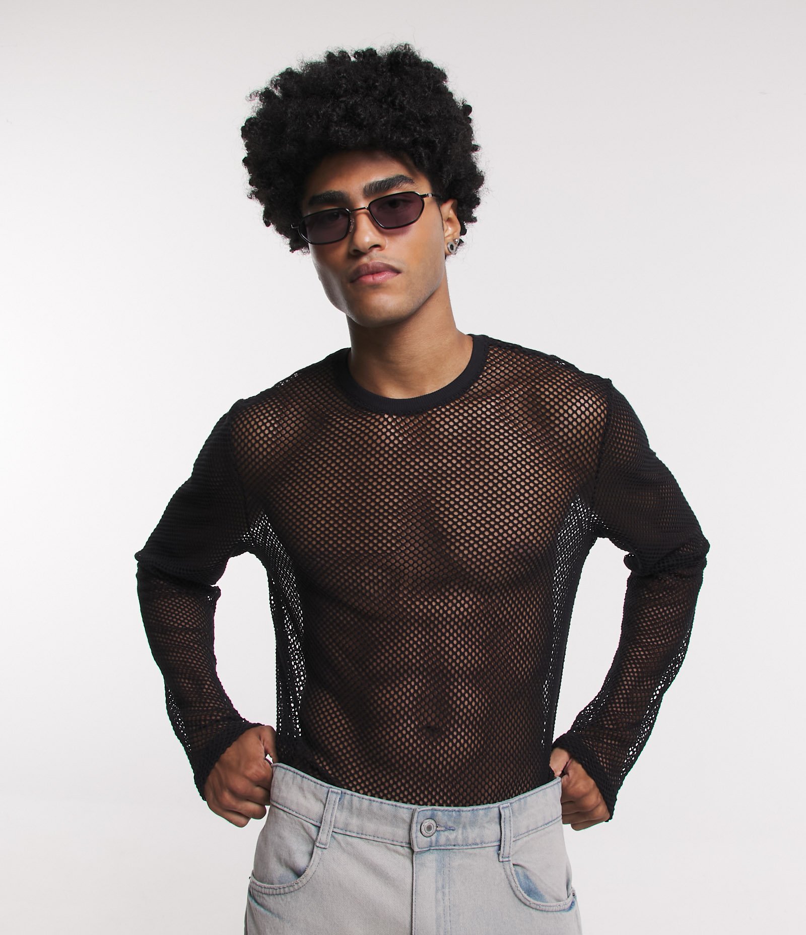 Camiseta Muscle em Meia Malha Furadinha Preto 1