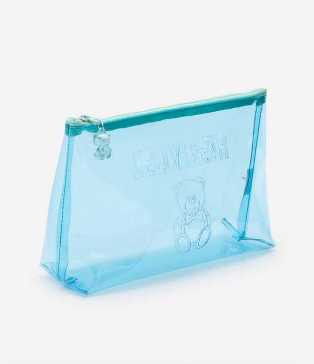 Nécessaire Trapézio Transparente com Estampa de Ursinho