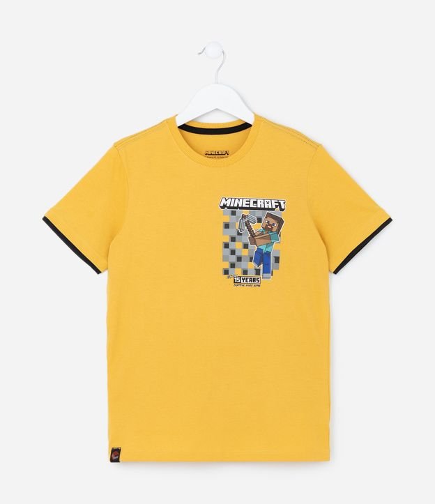 Camiseta Infantil em Algodão Estampa Minecraft - Tam 5 a 14 anos