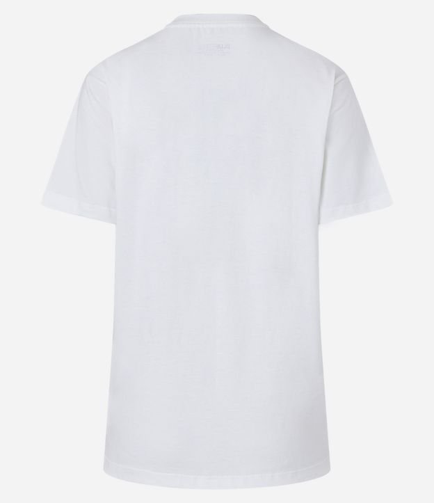 Camiseta Alongada em Meia Malha com Estampa Capivara Branco 6