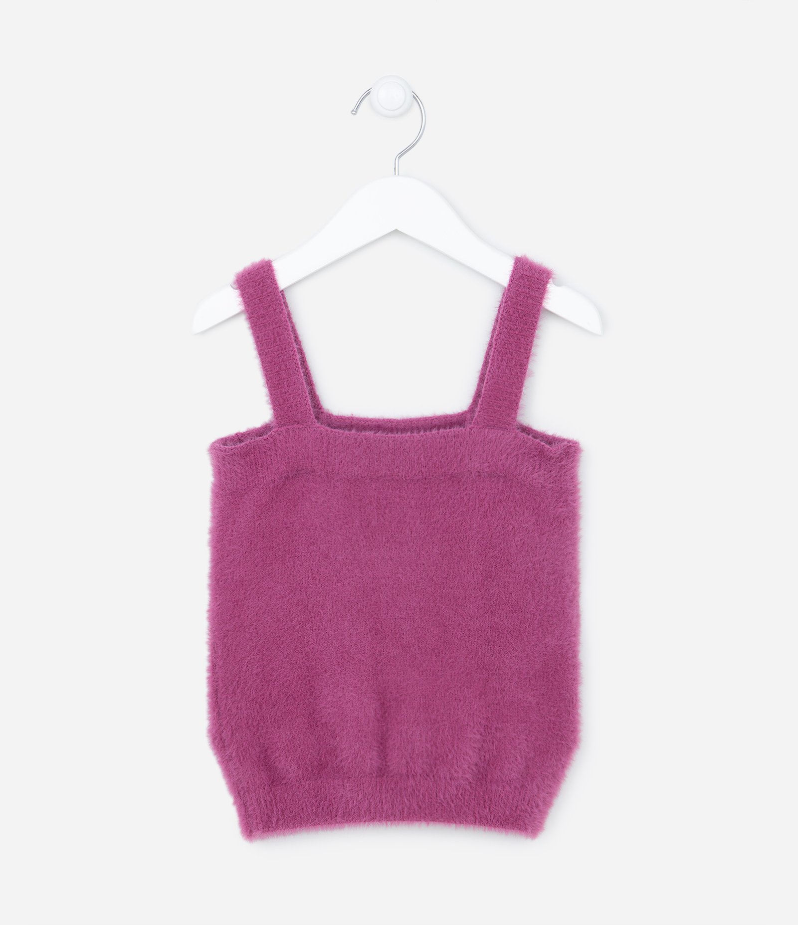 Blusa Cropped Infantil em Tricô com Pelinhos - Tam 5 a 14 Anos Rosa 1