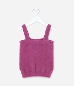 Blusa Cropped Infantil em Tricô com Pelinhos - Tam 5 a 14 Anos