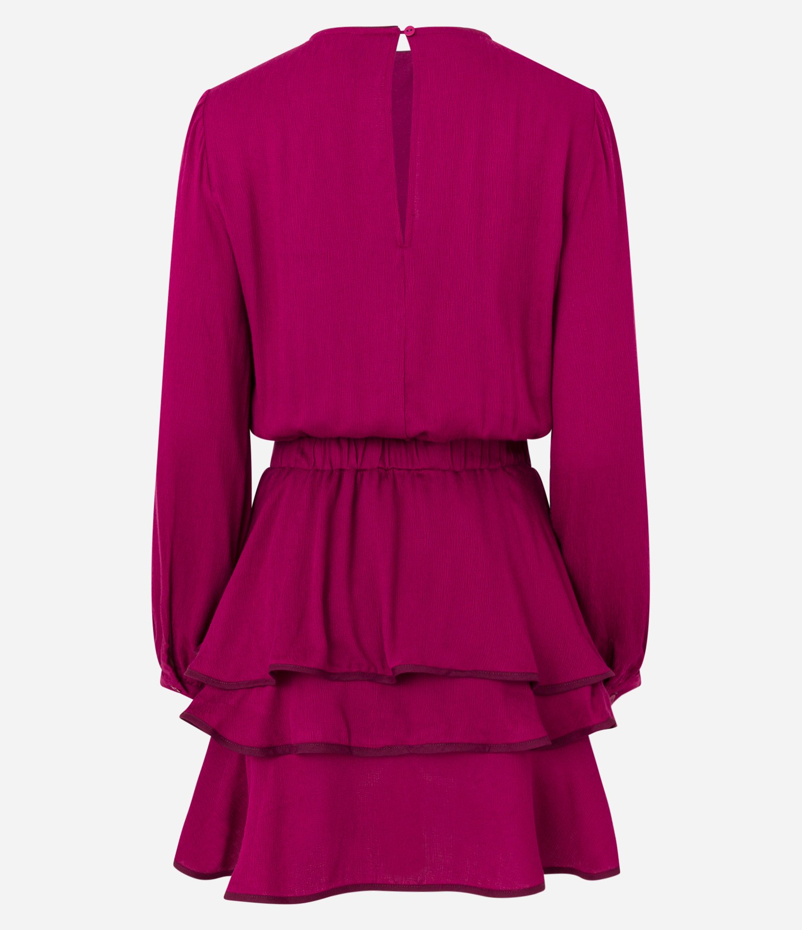 Vestido Curto em Viscose ML com Camadas na Barra e Detalhe Contrastante Vermelho Marsala 7