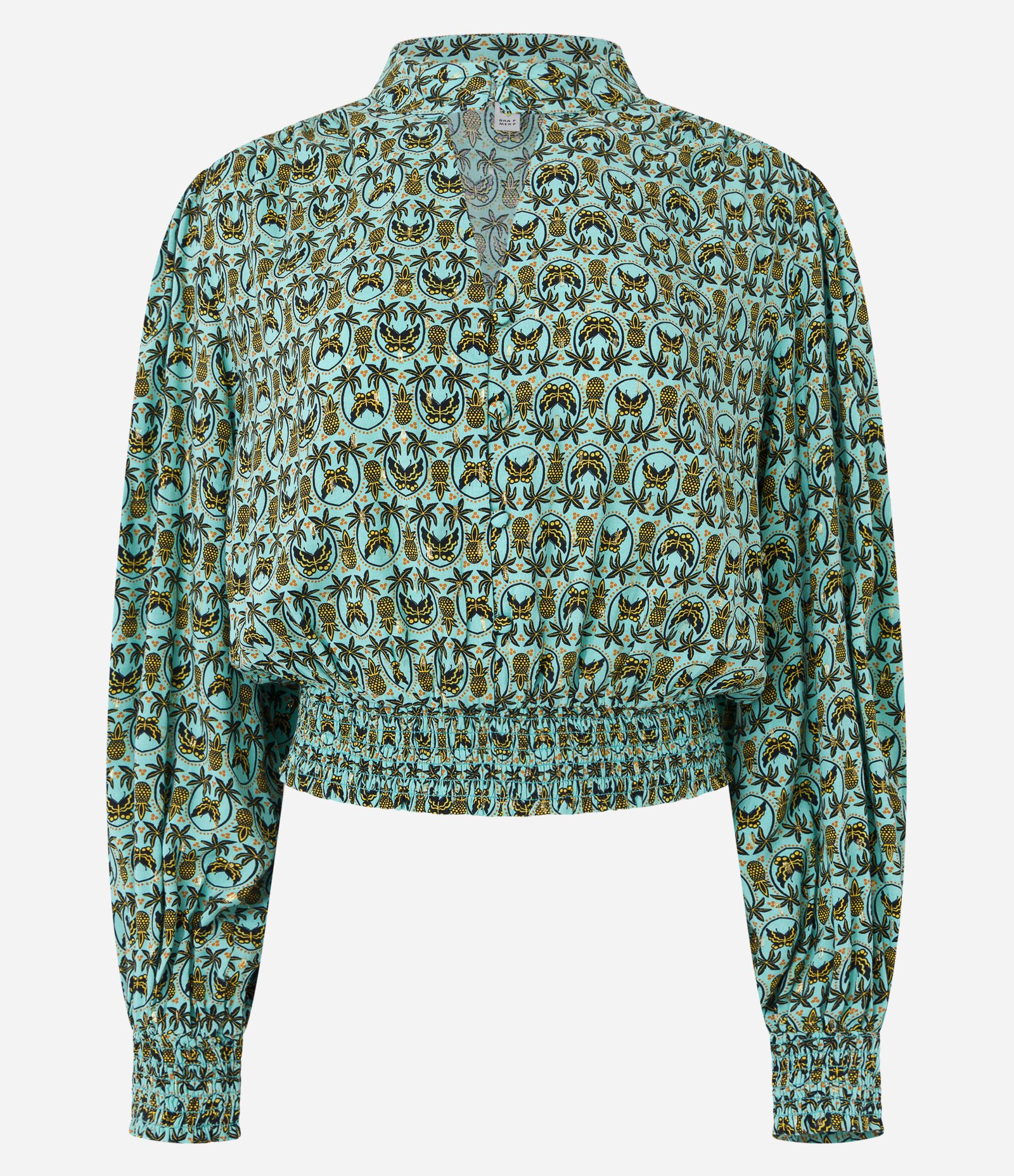 Blusa Manga Longa em Viscose com Gola Alta e Mangas Bufantes Verde 6