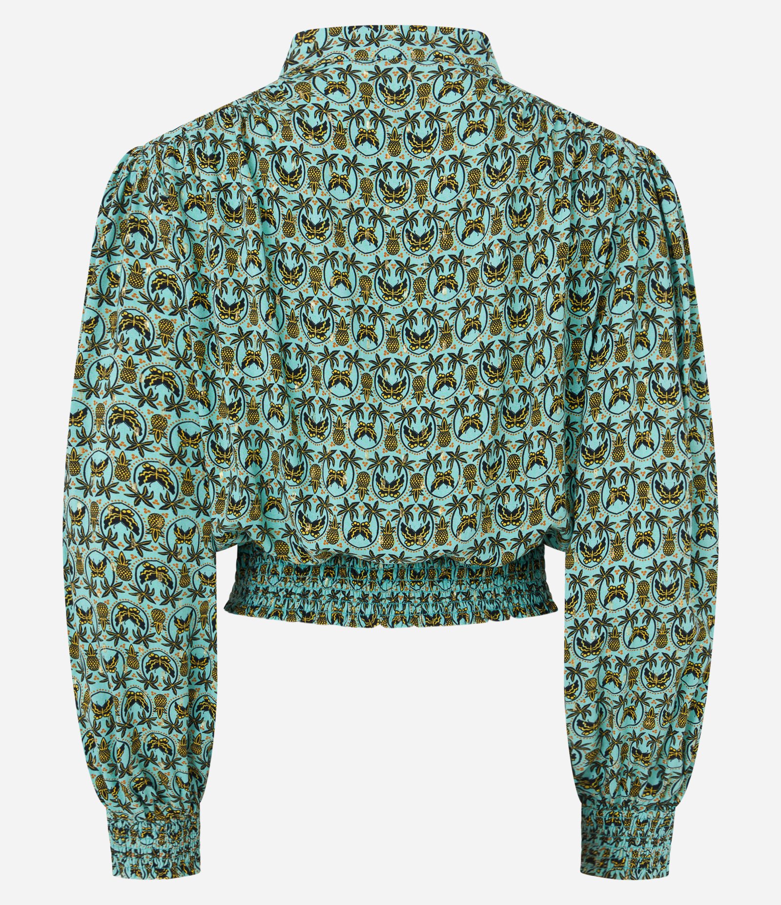 Blusa Manga Longa em Viscose com Gola Alta e Mangas Bufantes Verde 7