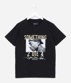 Camiseta Infantil Manga Curta com Estampa do 2Pac - Tam 5/6 a 13/14 anos