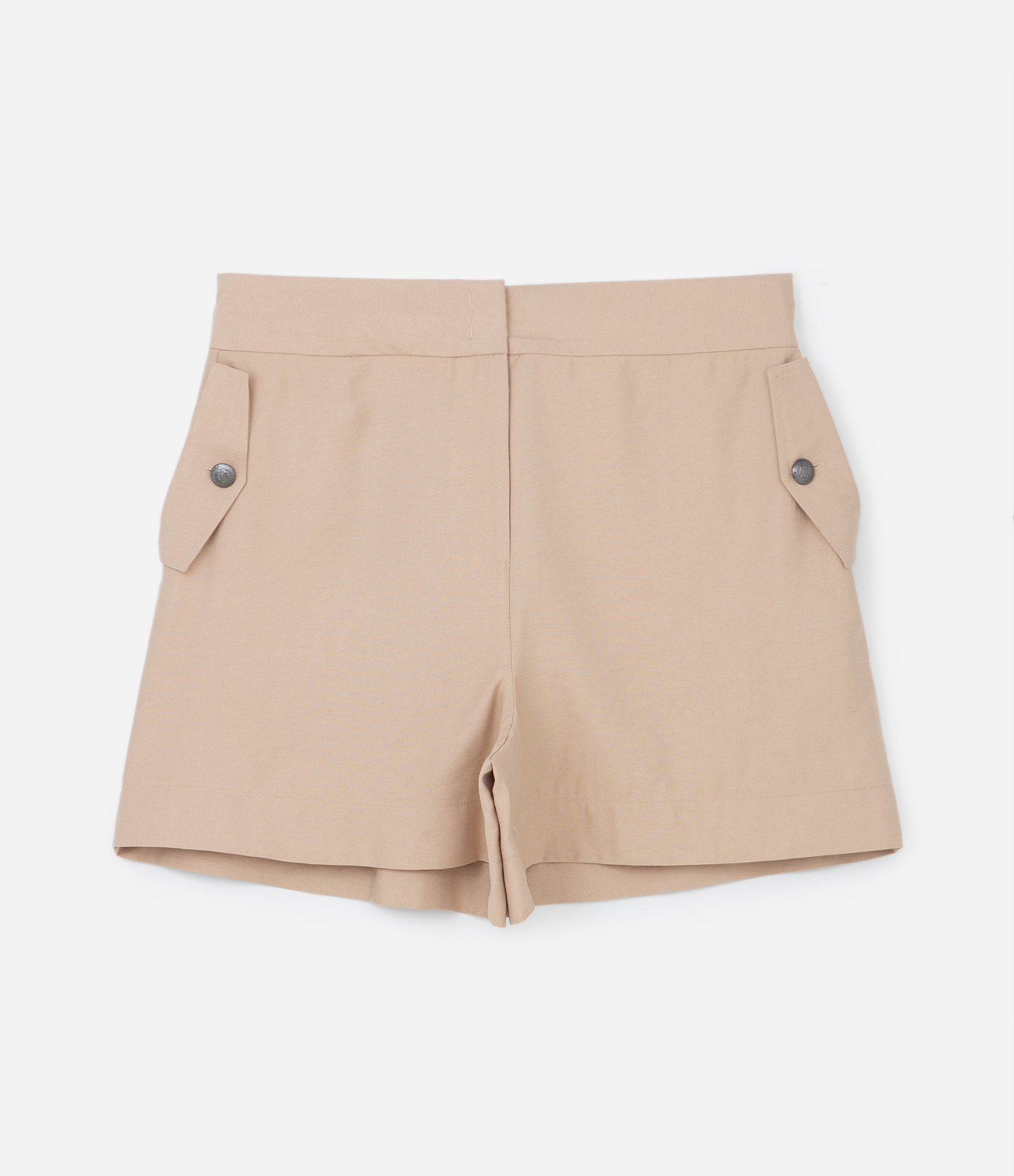 Short Alfaiataria com Bolsos com Lapelas Curve & Plus Size Bege 5