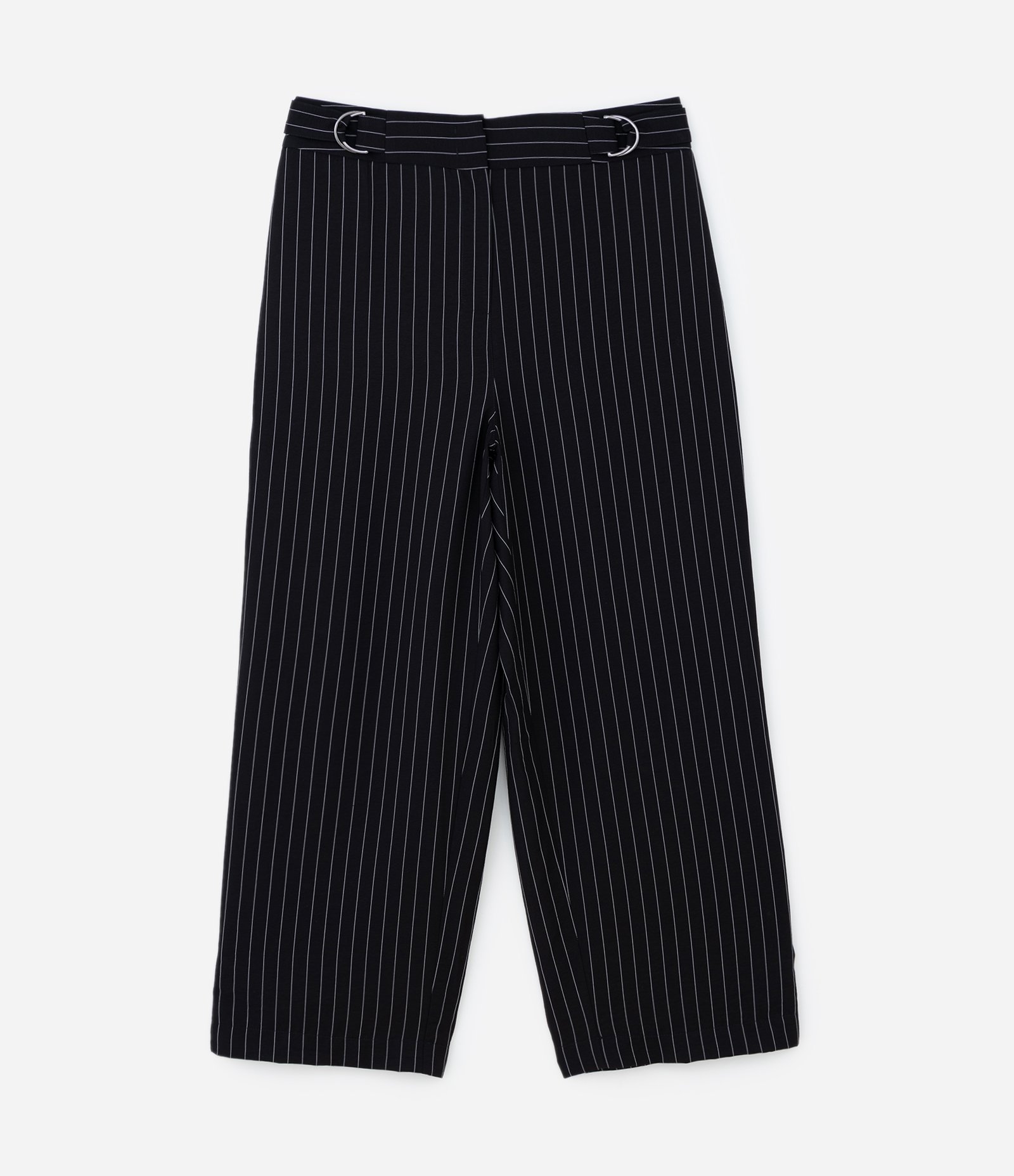 Calça Pantalona Risca de Giz com Fivelas Curve & Plus Size Preto 5