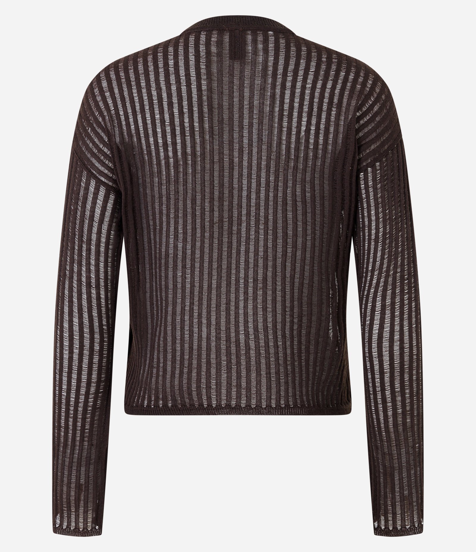 Blusa em Tricô  Furadinha e Manga Longa Marrom 7
