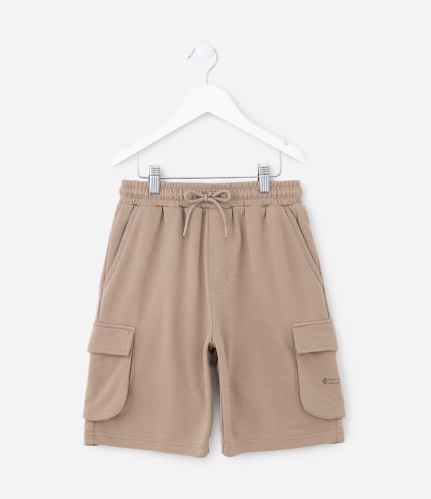 Bermuda Infantil em Moletom com Bolsos Cargos - Tam 5 a 14 anos