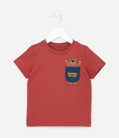 Camiseta Manga Curta Infantil com Estampa de Ursinho - Tam 1 a 5 anos Menor preço em Camiseta Manga Curta Infantil com Estampa de Ursinho - Tam 1 a 5 anos