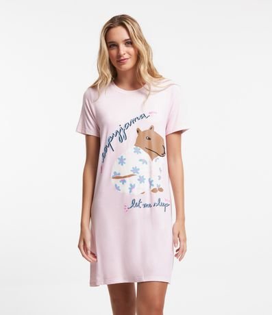 Camisola Curta em Viscolycra com Estampa de Capivara de Pijama Menor preço em Camisola Curta em Viscolycra com Estampa de Capivara de Pijama