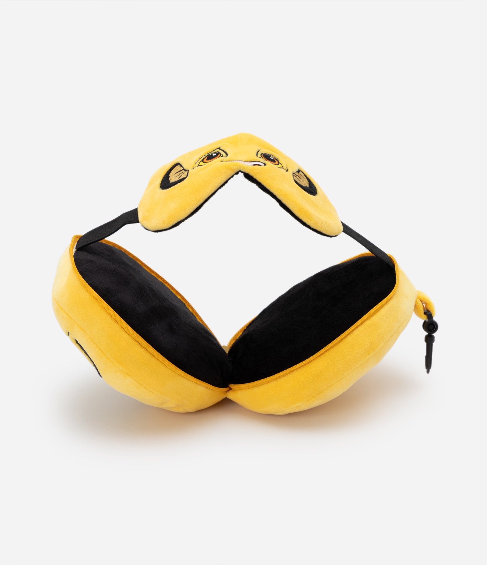 Travesseiro de Viagem 2 em 1 com Máscara Estampa do Simba Amarelo 2