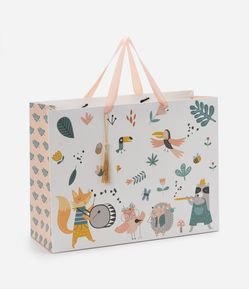 Embalagem de Presente Grande com Estampa de Animais Acompanha Cartão