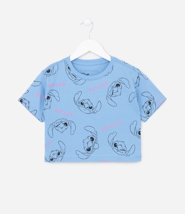 Camiseta Cropped Infantil com Estampa Stitch - Tam 5 a 14 anos Azul - Lojas  Renner