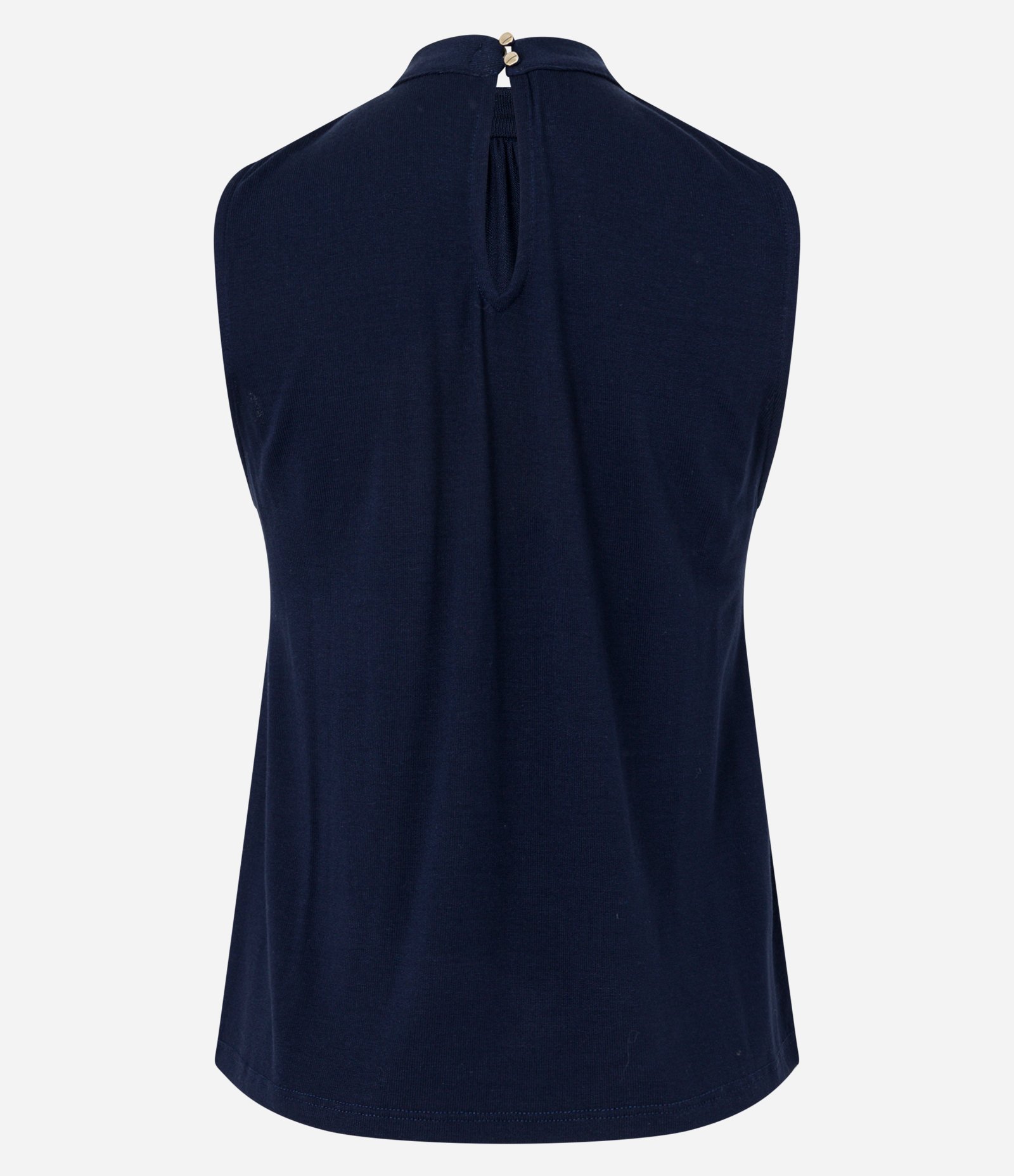 Blusa Regata em Viscolycra com Golinha Alta e Pregas Azul Marinho 8