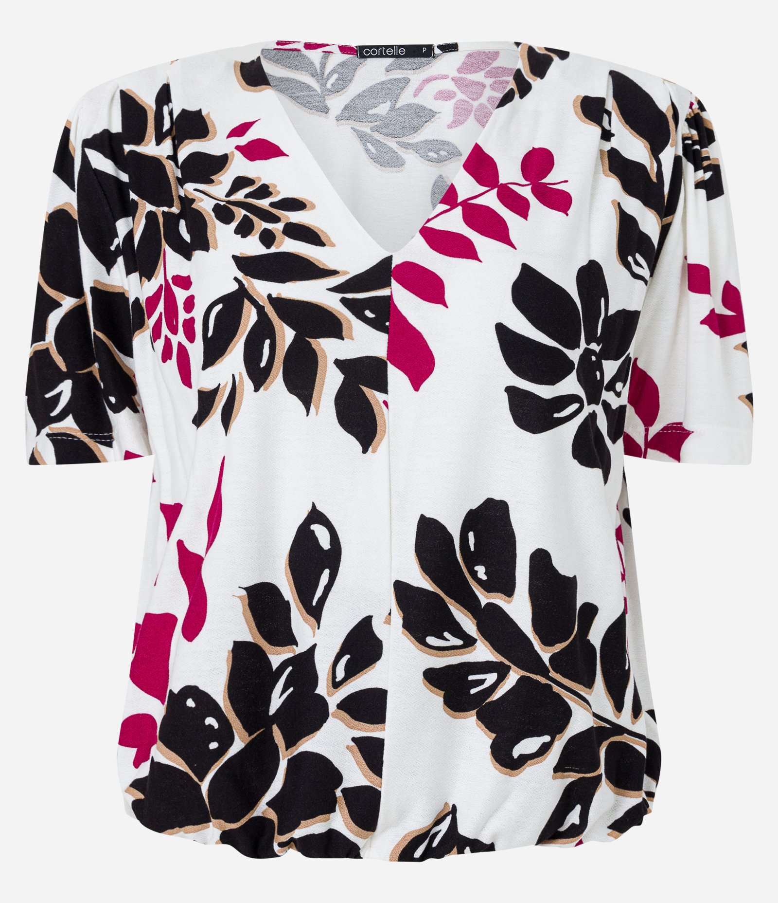 Blusa em Viscose com Manga Bufante e Estampa Folhagens e Flores Branco Neve 6