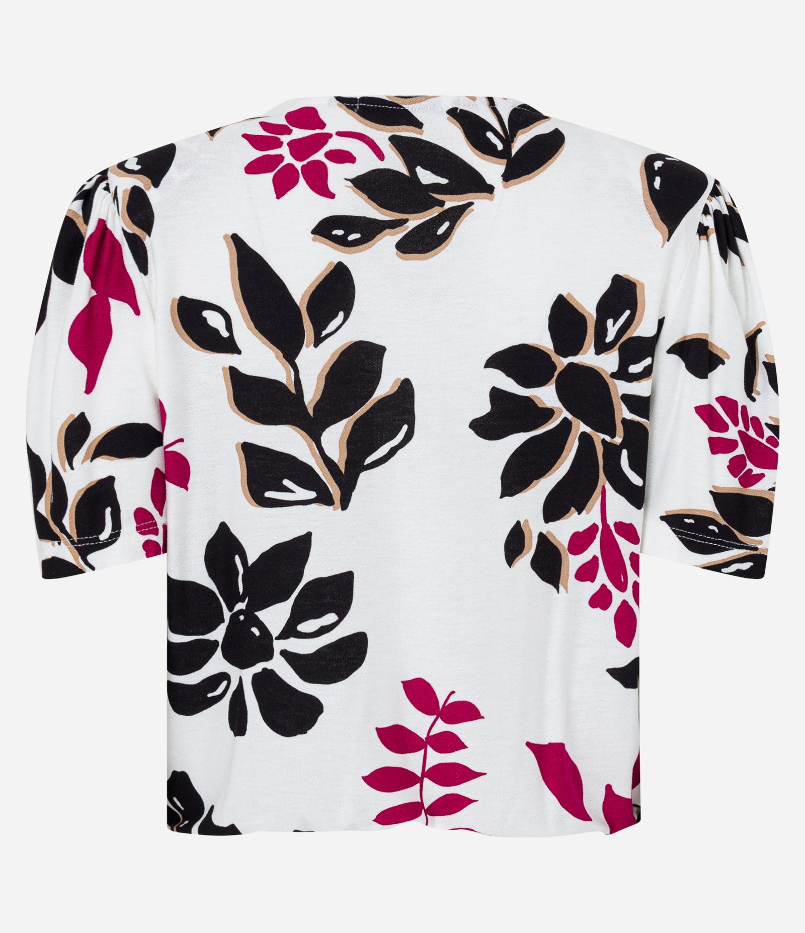 Blusa em Viscose com Manga Bufante e Estampa Folhagens e Flores Branco Neve 7