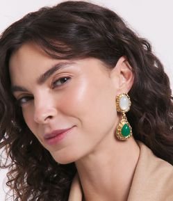 Maxi Brinco com Base Oval e Pingente de Resinas