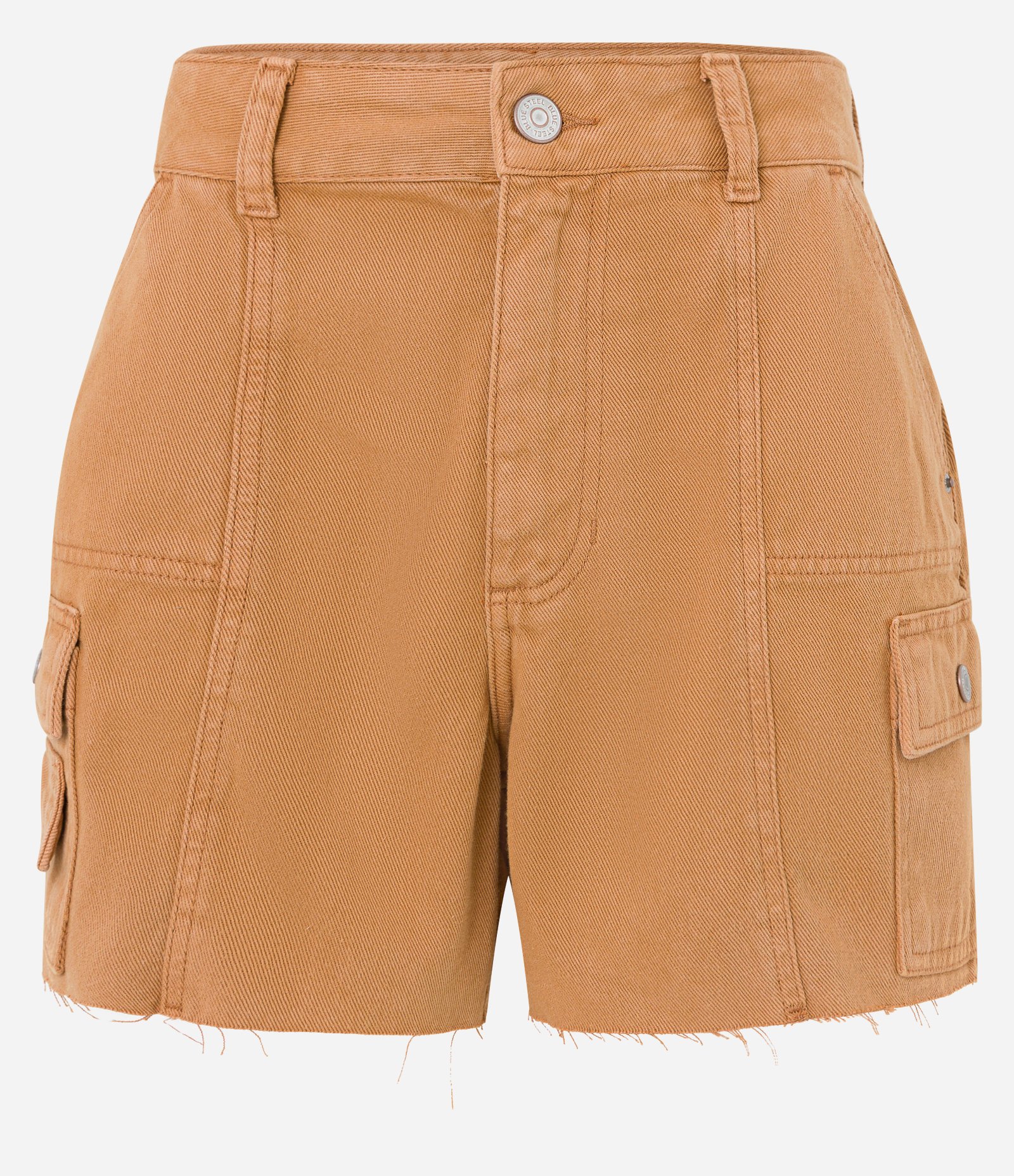 Bermuda Regular em Jeans com Bolso Cargo e Barra Desfeita Marrom 5