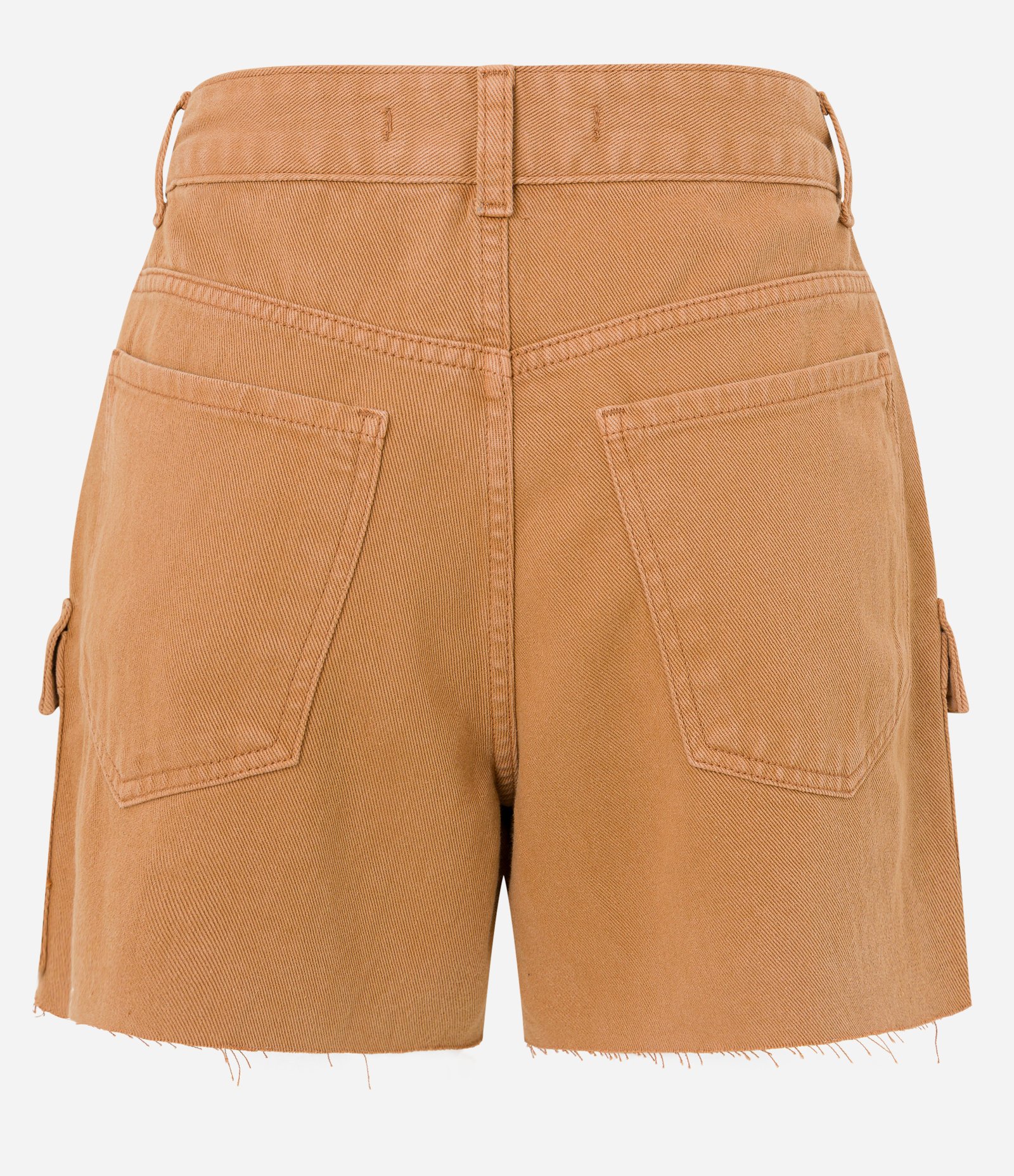 Bermuda Regular em Jeans com Bolso Cargo e Barra Desfeita Marrom 6