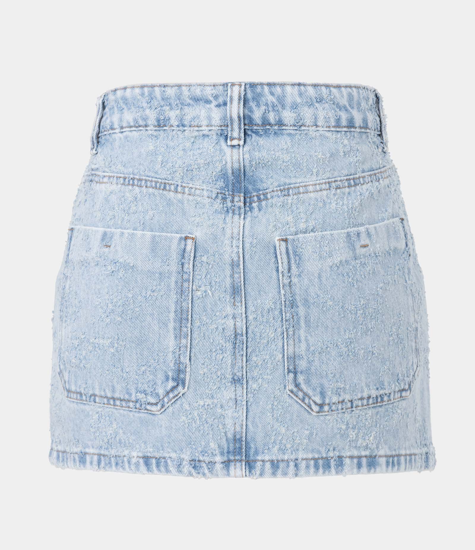 Saia Jeans com Bolso Grande Lateral e Recortes Azul 3