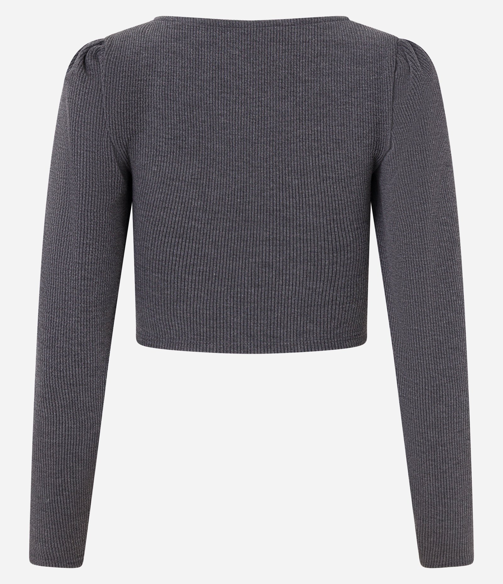 Blusa Cropped em Ribana com Textura Cinza 7