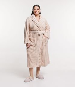 Robe Manga Longa em Fleece Texturizado Curve & Plus Size